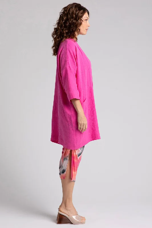 Cotton Gauze Long Cardigan | Peony