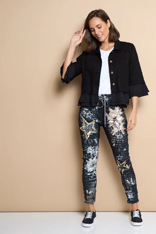 Alina Pants - Black/Star Print