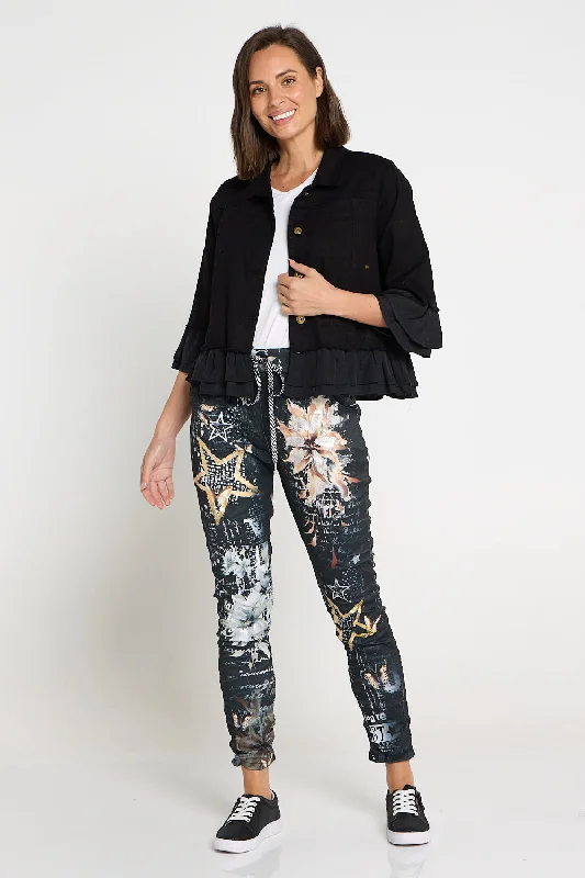 Alina Pants - Black/Star Print