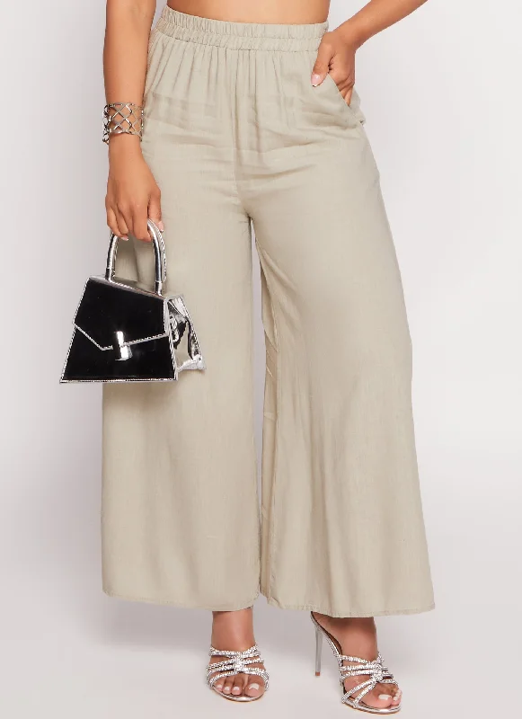 Linen High Waist Wide Leg Pants