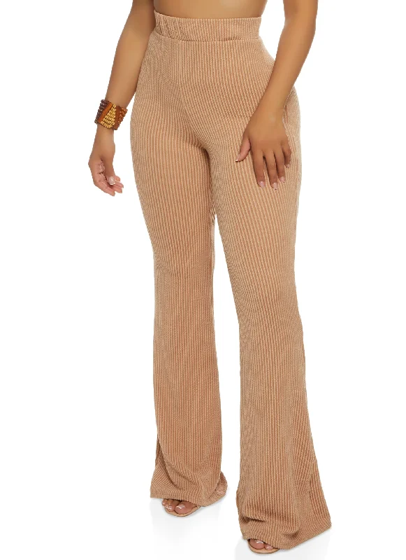 Ribbed High Waisted Flare Pants