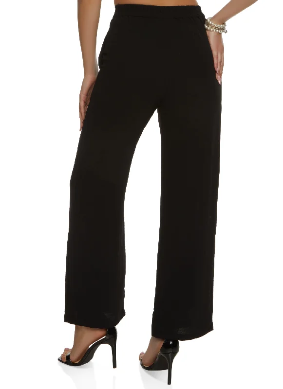 Linen High Waist Wide Leg Pants