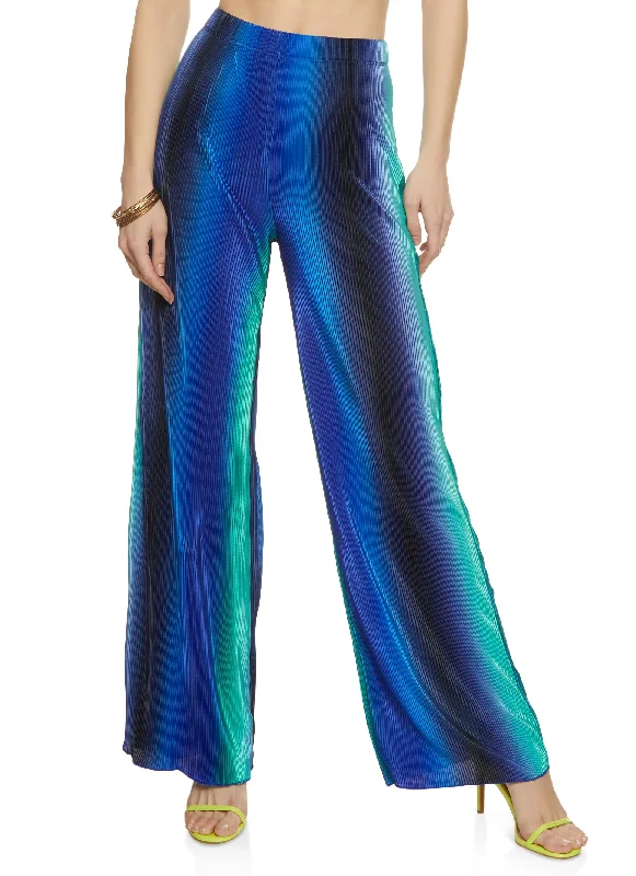 Plisse Ombre High Waist Wide Leg Pants