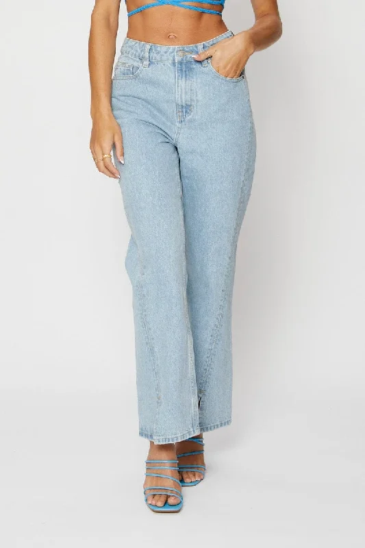 Blue Slip Jeans High Rise Denim