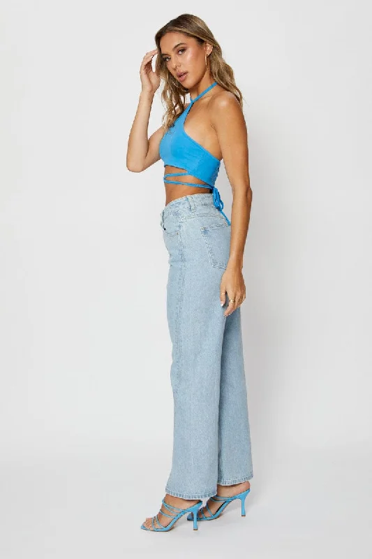 Blue Slip Jeans High Rise Denim