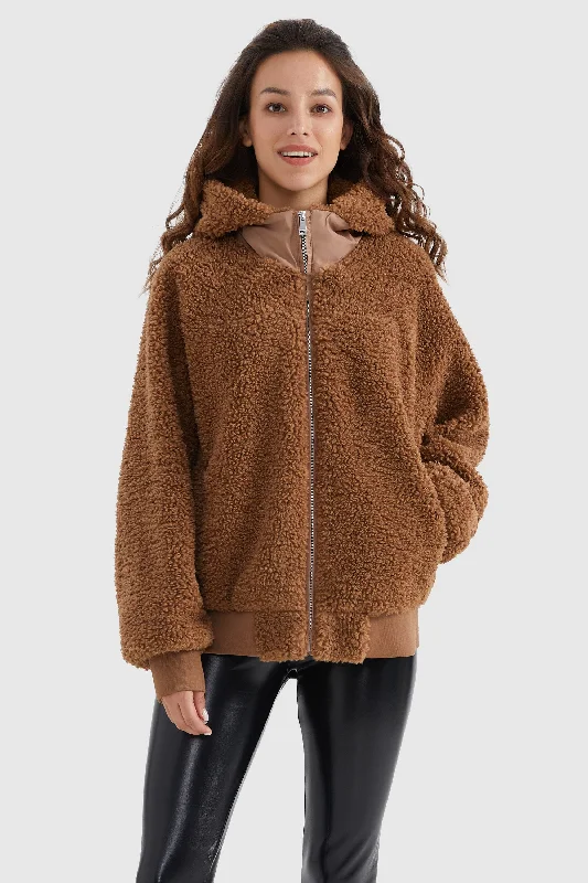 Full-Zip Oversized Sherpa Fleece Jacket