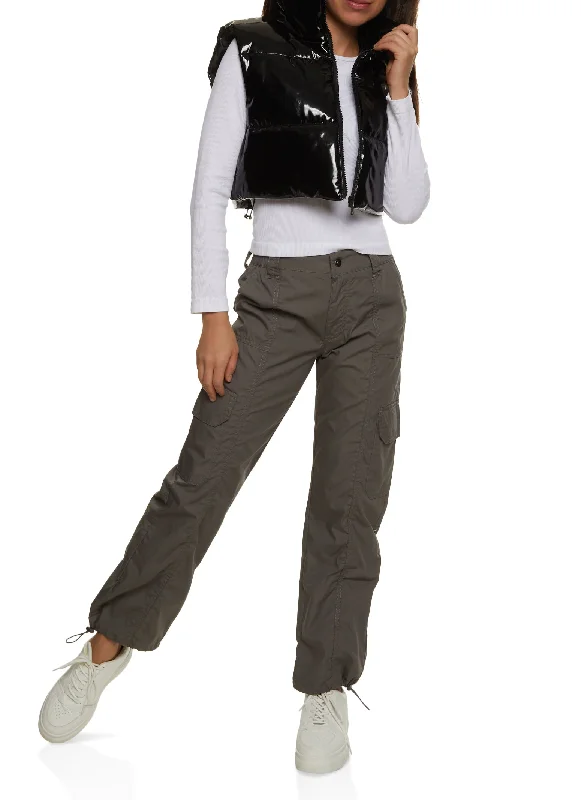 Toggle Drawstring Straight Leg Cargo Pants