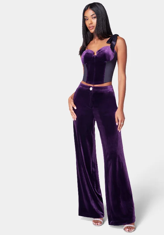 High Waist Wide Leg Velour Pant