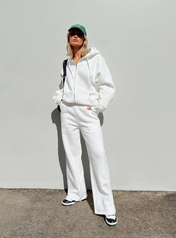 Kaiden Straight Leg Track Pant White