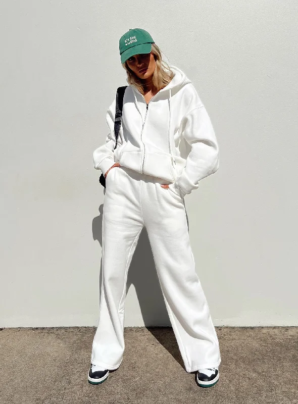 Kaiden Straight Leg Track Pant White