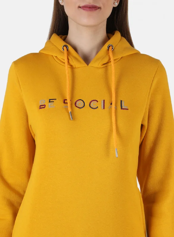 Women Mustard Embroidered Sweatshirt