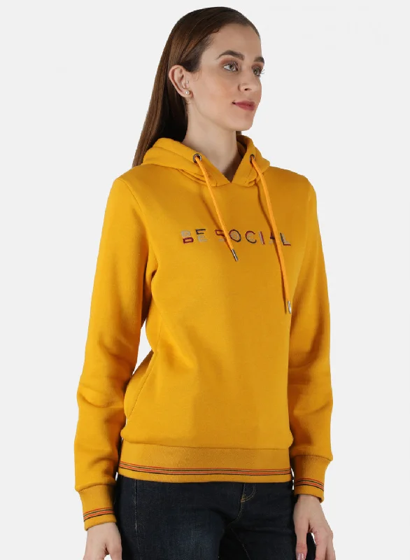 Women Mustard Embroidered Sweatshirt