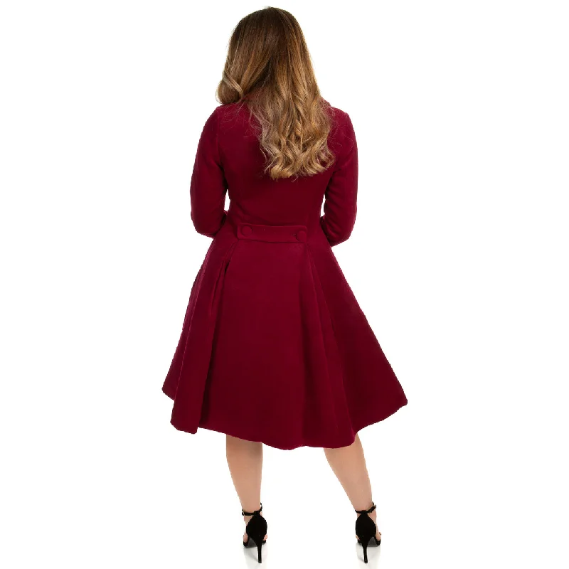 Wine Red Burgundy Vintage Inspired Classic Swing Coat