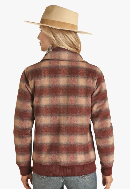 Powder River Womens Plaid Wool Jacket