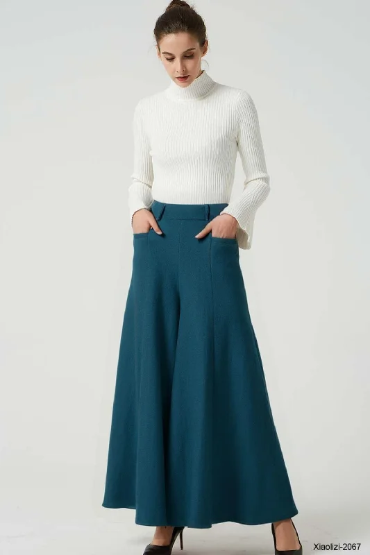 Winter pleated wide leg wool pant 5232