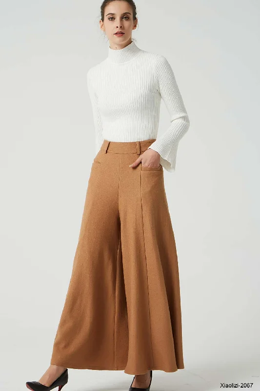 Winter pleated wide leg wool pant 5232