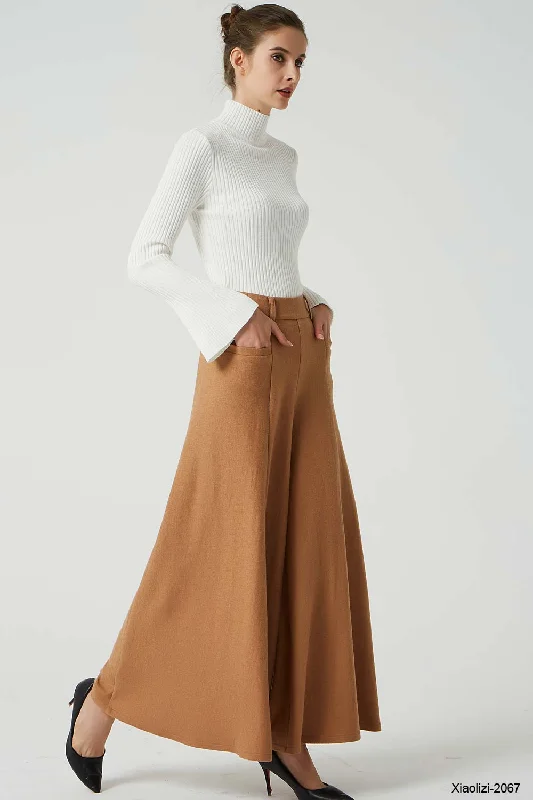 Winter pleated wide leg wool pant 5232