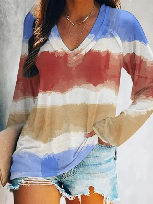 Women's Charming Gradient Printing Long-sleeved T-shirt Blouses