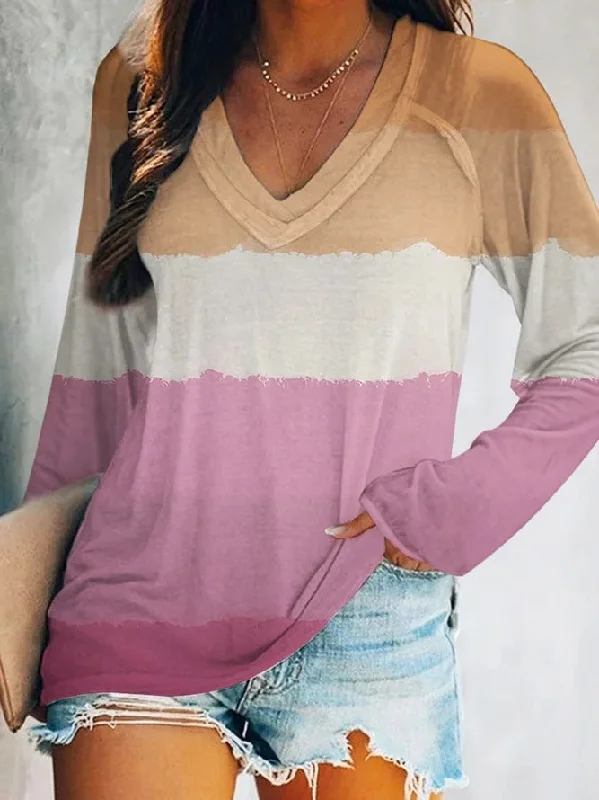 Women's Charming Gradient Printing Long-sleeved T-shirt Blouses