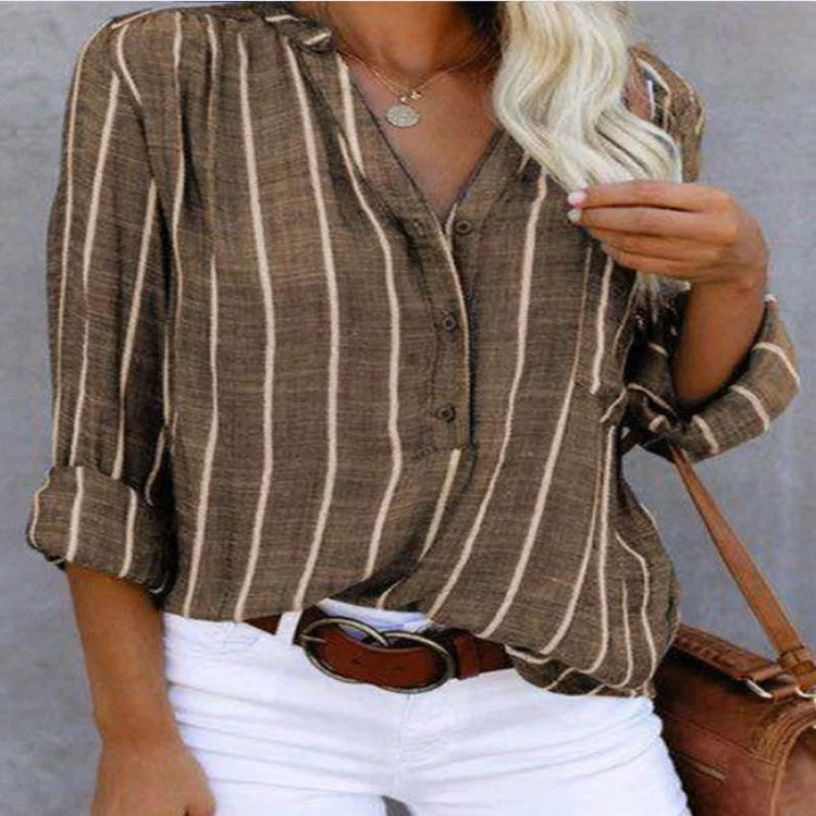 Women's Simple Fashion Printed Striped Shirt For Blouses