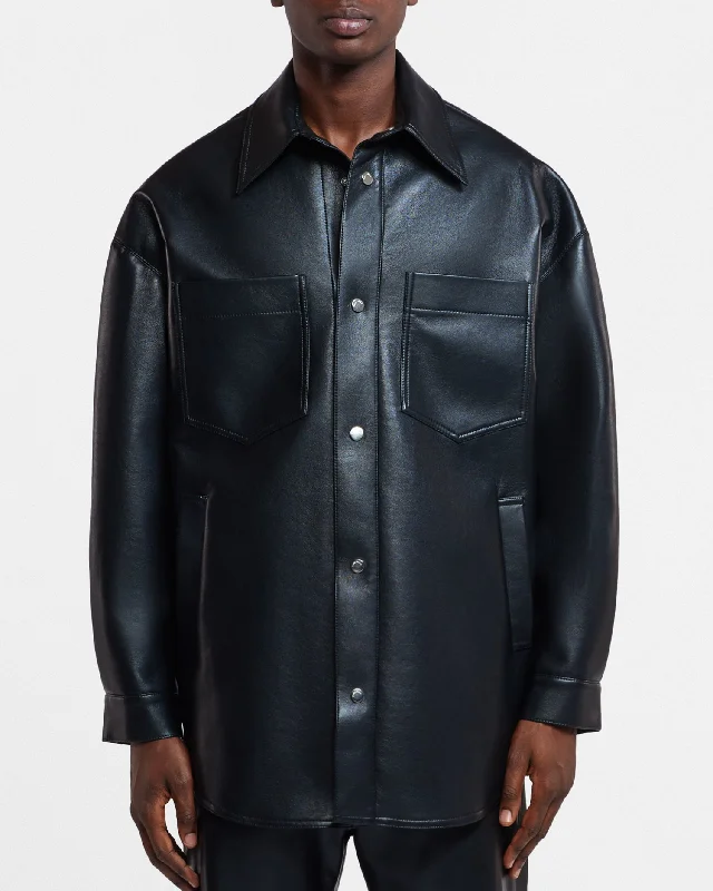 Martin - Regenerated Leather Overshirt - Black