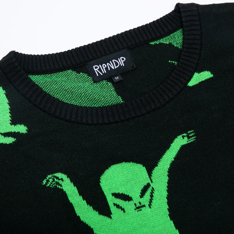 Alien Dance Party Knit Sweater (Black)