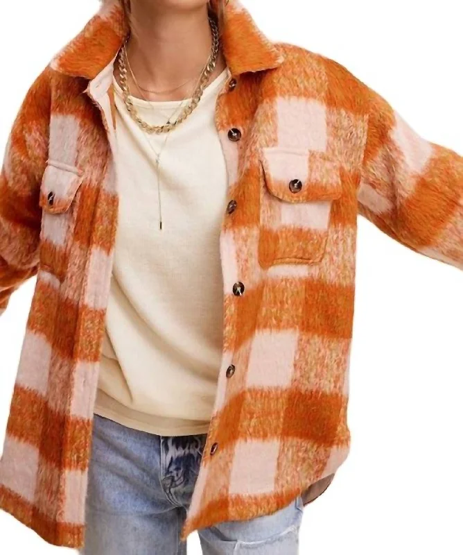 Brushed Mohair Jacket In Orange