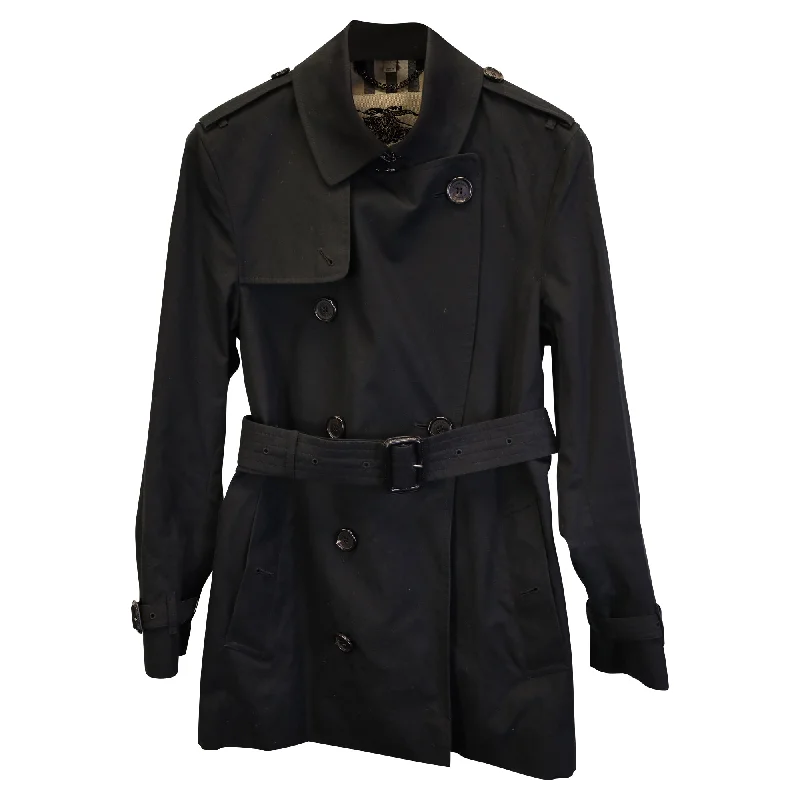 Burberry Sandringham Coat in Black Cotton