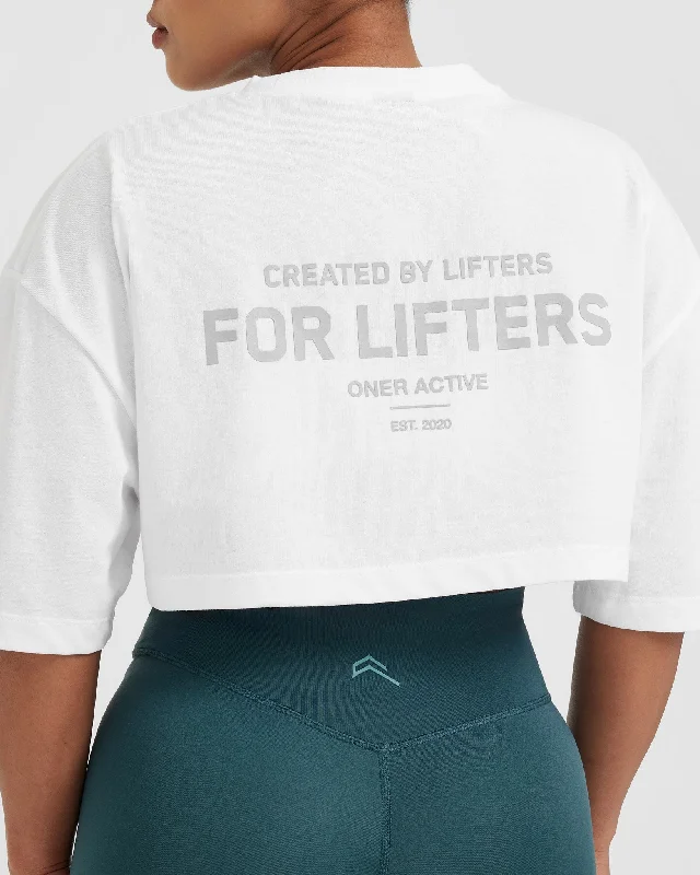 Classic Lifters Graphic Relaxed Crop Lightweight T-Shirt | White