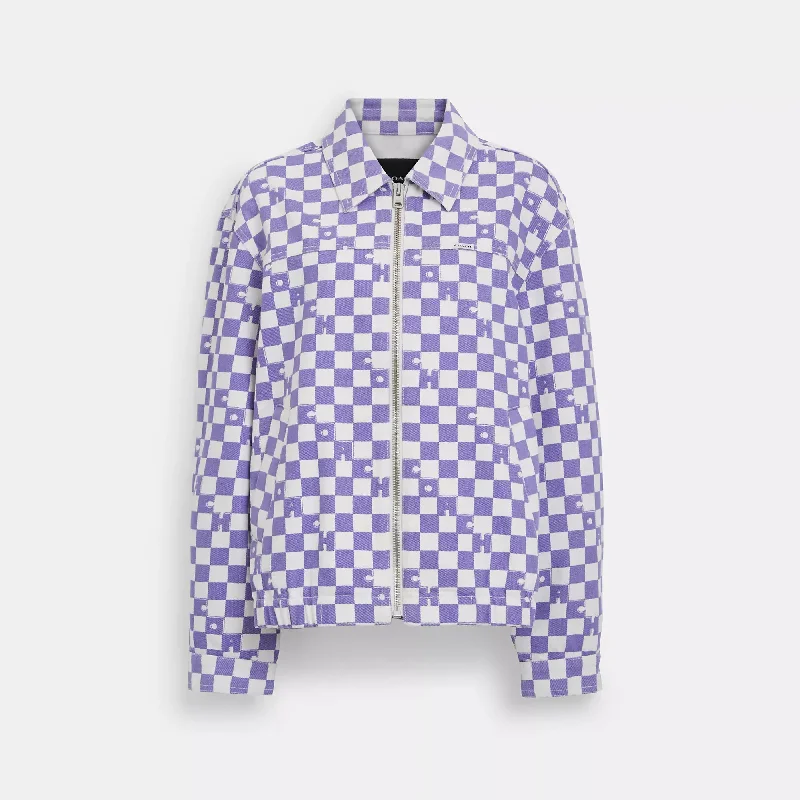 Coach Outlet Checkerboard Denim Jacket