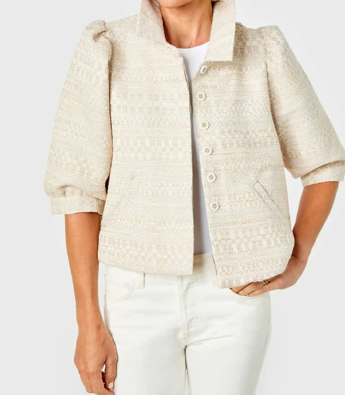 Colby Crop Jacket In Gardenia-Tweed