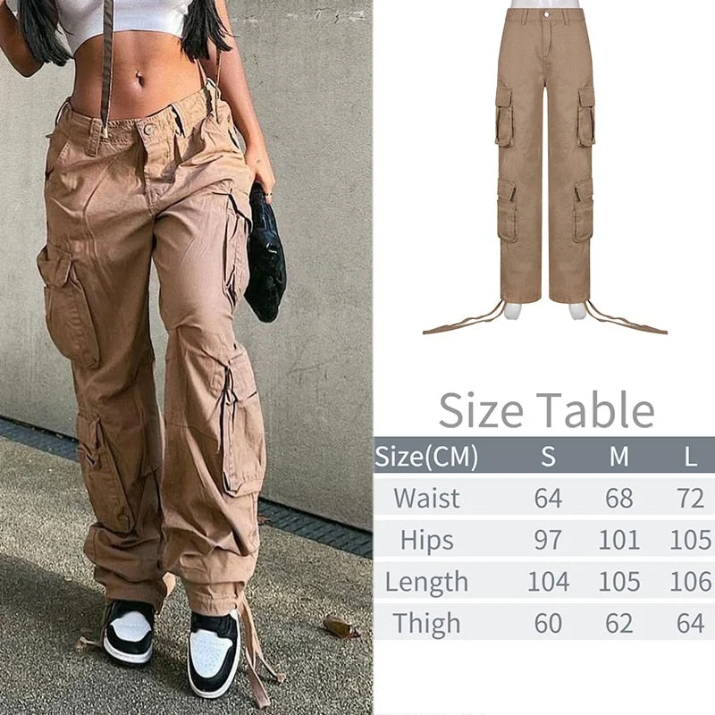 MegaBetty - Y2K Pockets Cargo Pants Women Oversize Baggy Pants Streetwear Harajuku Vintage Casual Loose Sweatpants Wide Leg Denim Trousers