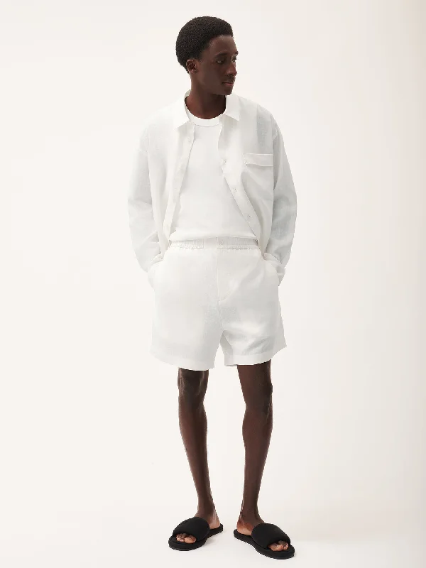 DNA Aloe Linen Mid Length Shorts—off-white