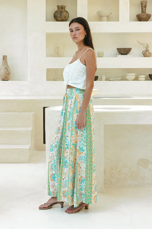 Eden Green Boho Wide Leg Pants