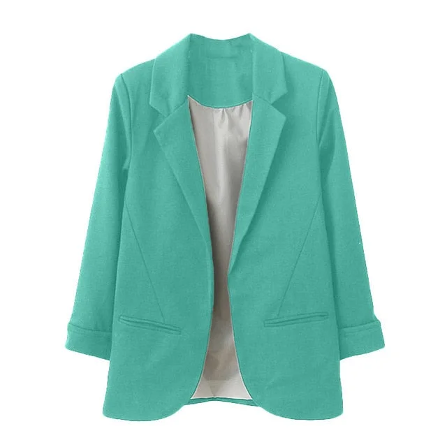 Fashion Slim Blazers Women Autumn Suit Jacket Female Work Office Lady Suit Pockets Business Notched Blazer Coat  7 colors