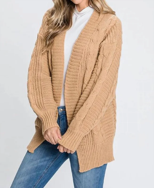 Gettin' Cozy At The Cabin Cardigan In Beige