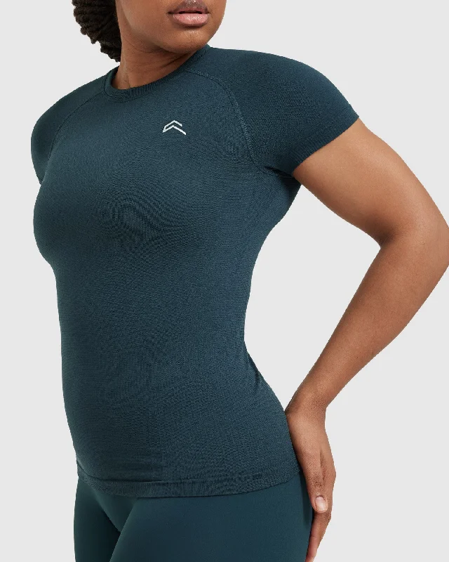 Go To Seamless Fitted Top | Oil Blue