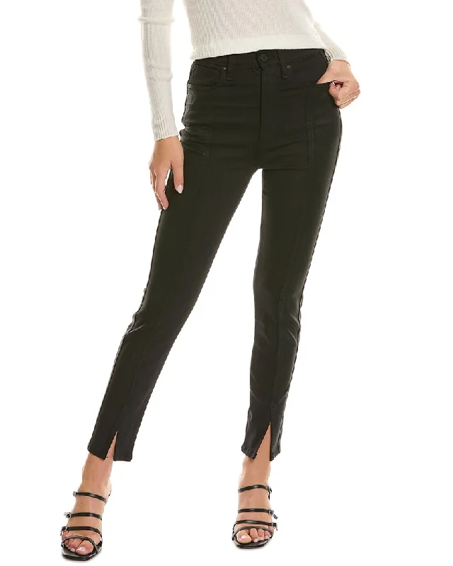 HUDSON Jeans Centerfold Extreme High-Rise Black Coated Denim Super Skinny  Ankle