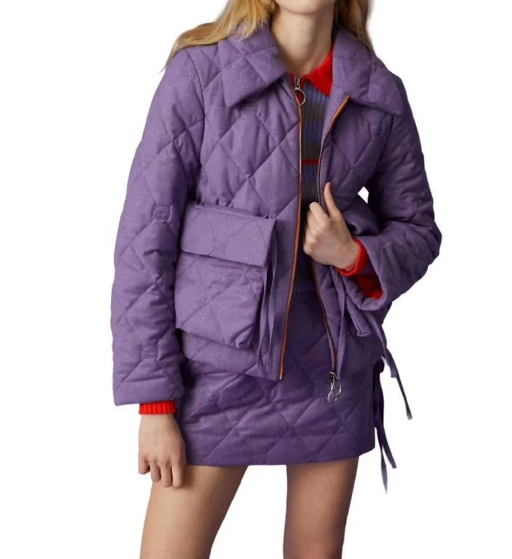 Lilac Quilted Jacket With Maxi Pockets In Ultra Violet