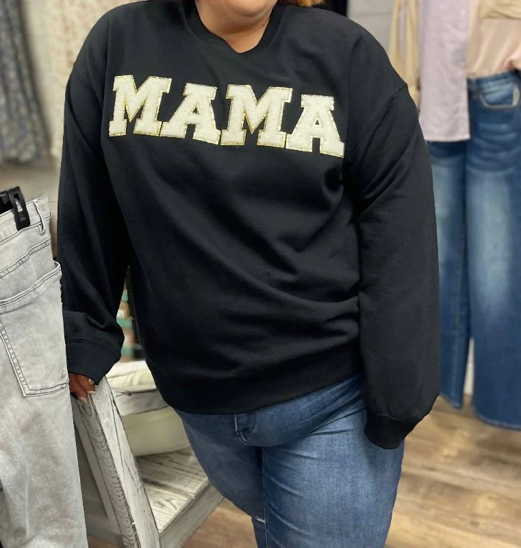 Mama Chenille Sweatshirt In Black