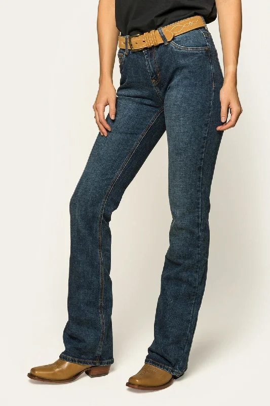 Megan Womens Low Rise Bootleg Jean - Classic Blue