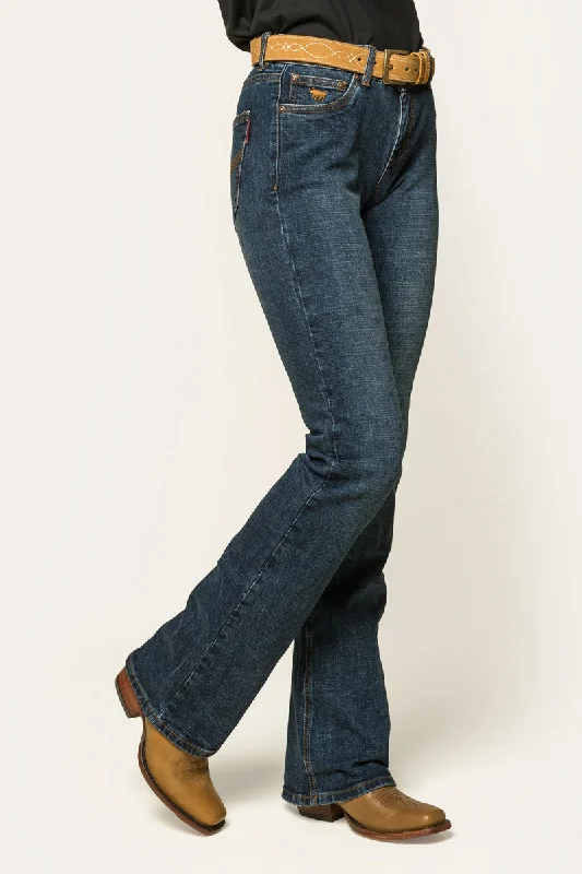 Megan Womens Low Rise Bootleg Jean - Classic Blue