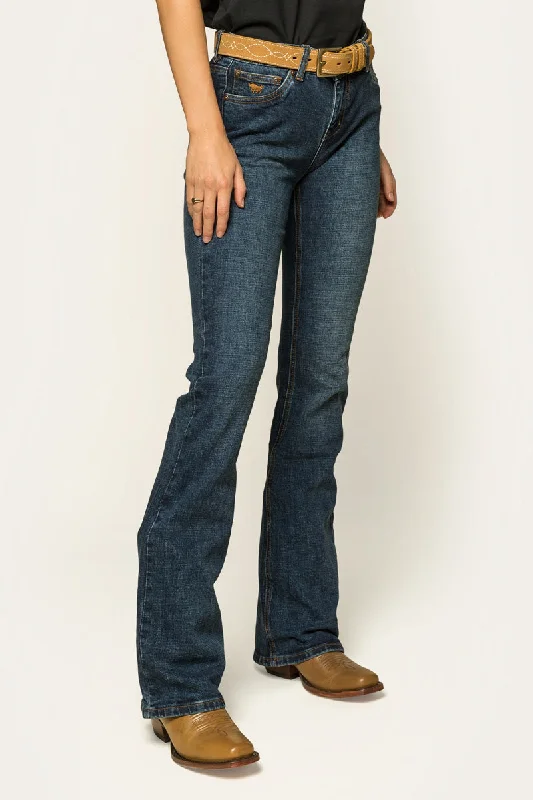 Megan Womens Low Rise Bootleg Jean - Classic Blue