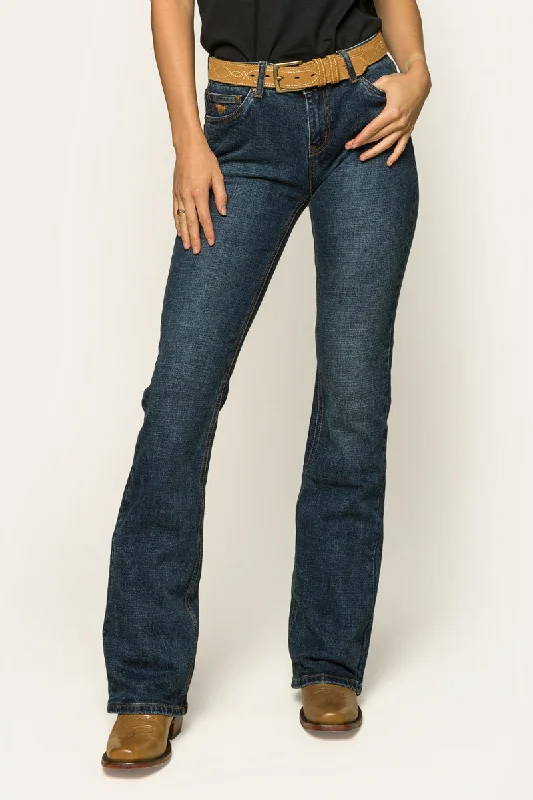 Megan Womens Low Rise Bootleg Jean - Classic Blue