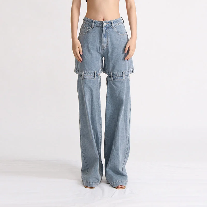 KittenAlarm - Precious High Waisted Flap Pocket Cargo Jeans