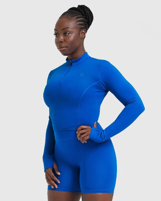 Timeless Half Zip Mid Long Sleeve Top | Cobalt