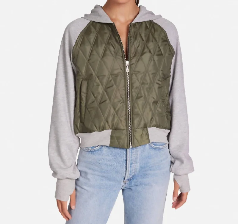 Torran Quilted Jacket In Olive/grey