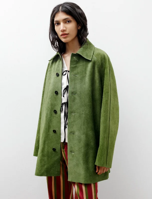 Suede Car Coat Aloe