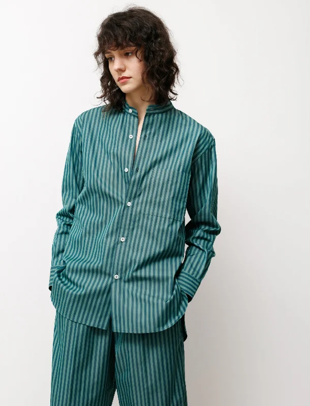 Mao Shirt Green Stripes