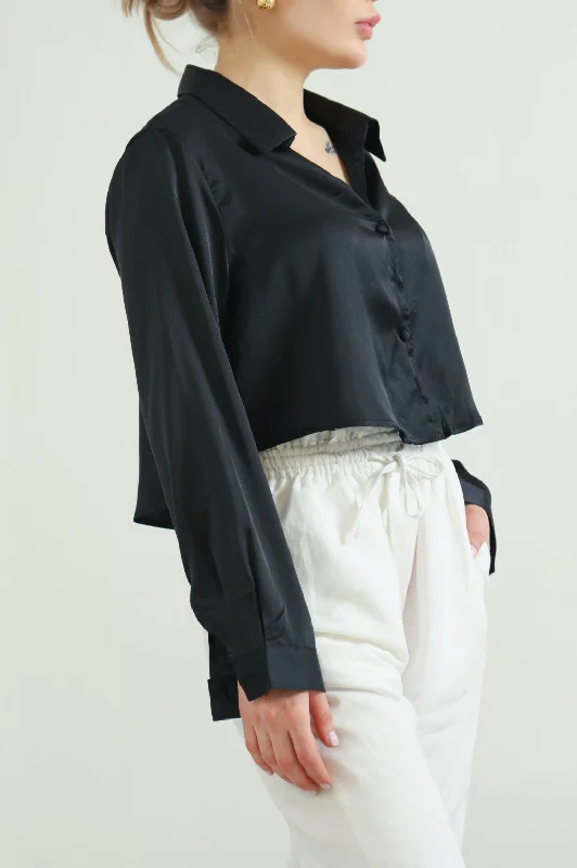 CROPPED SILK SHIRT